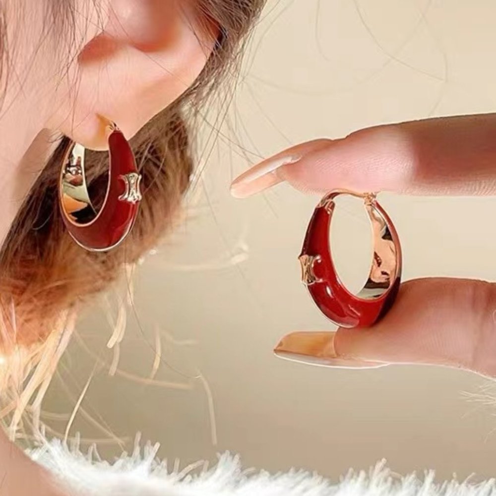 Arc de Triomphe red drop glaze earrings